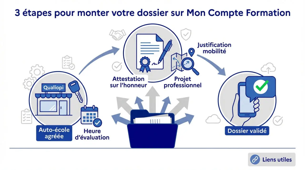 Interface du site Mon Compte Formation pour financer son permis de conduire