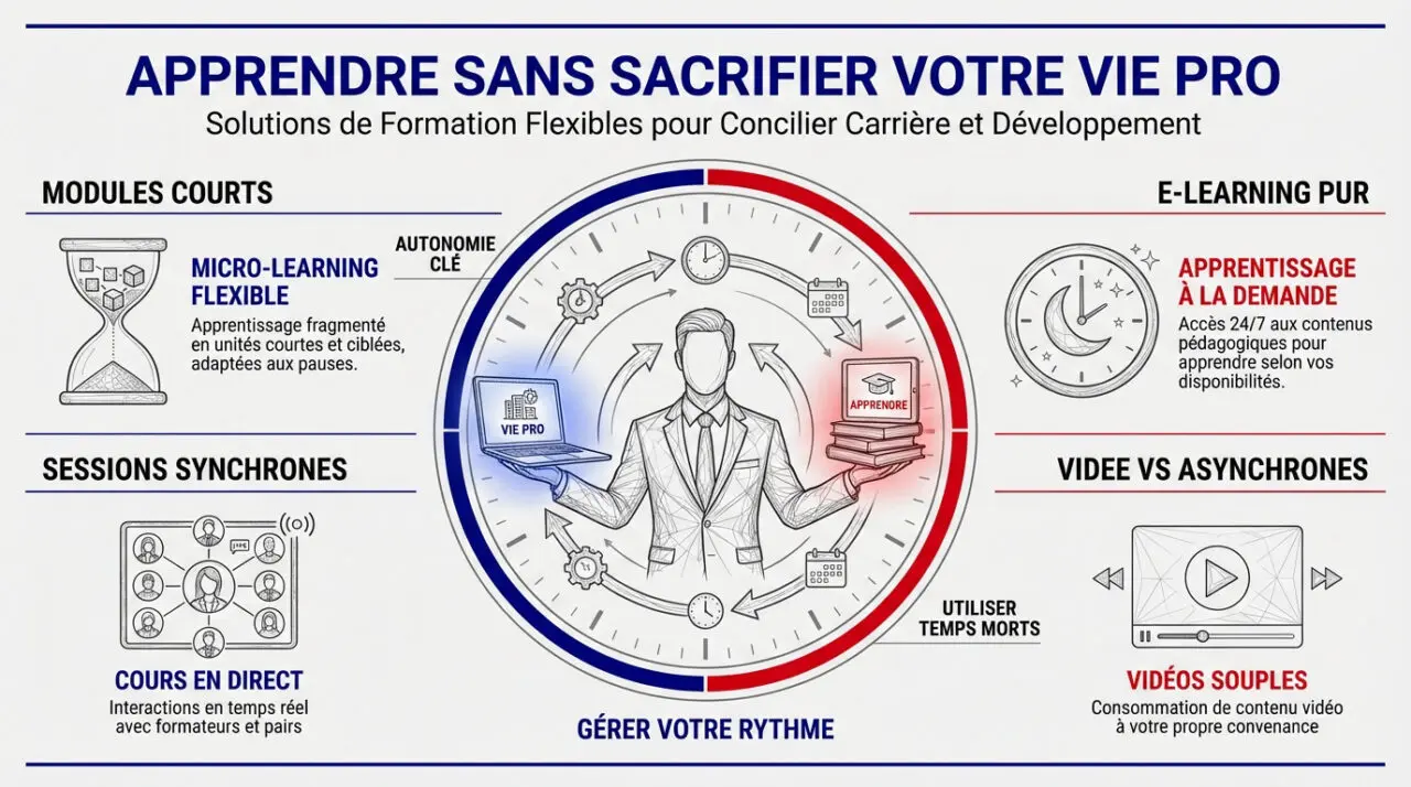 Une personne organisant son temps de formation entre travail et vie personnelle