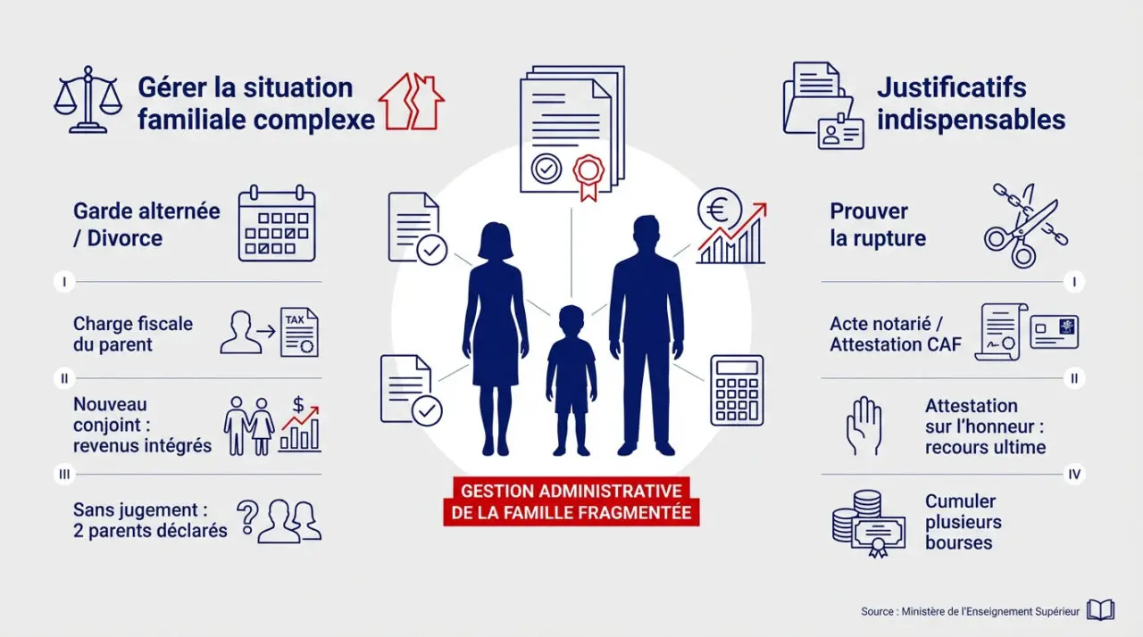Dossier administratif et documents pour bourse étudiante en situation familiale complexe
