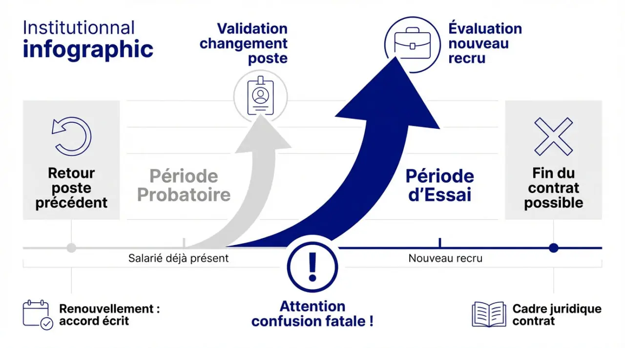 Comparatif entre période d'essai pour nouveau salarié et période probatoire pour changement de poste interne