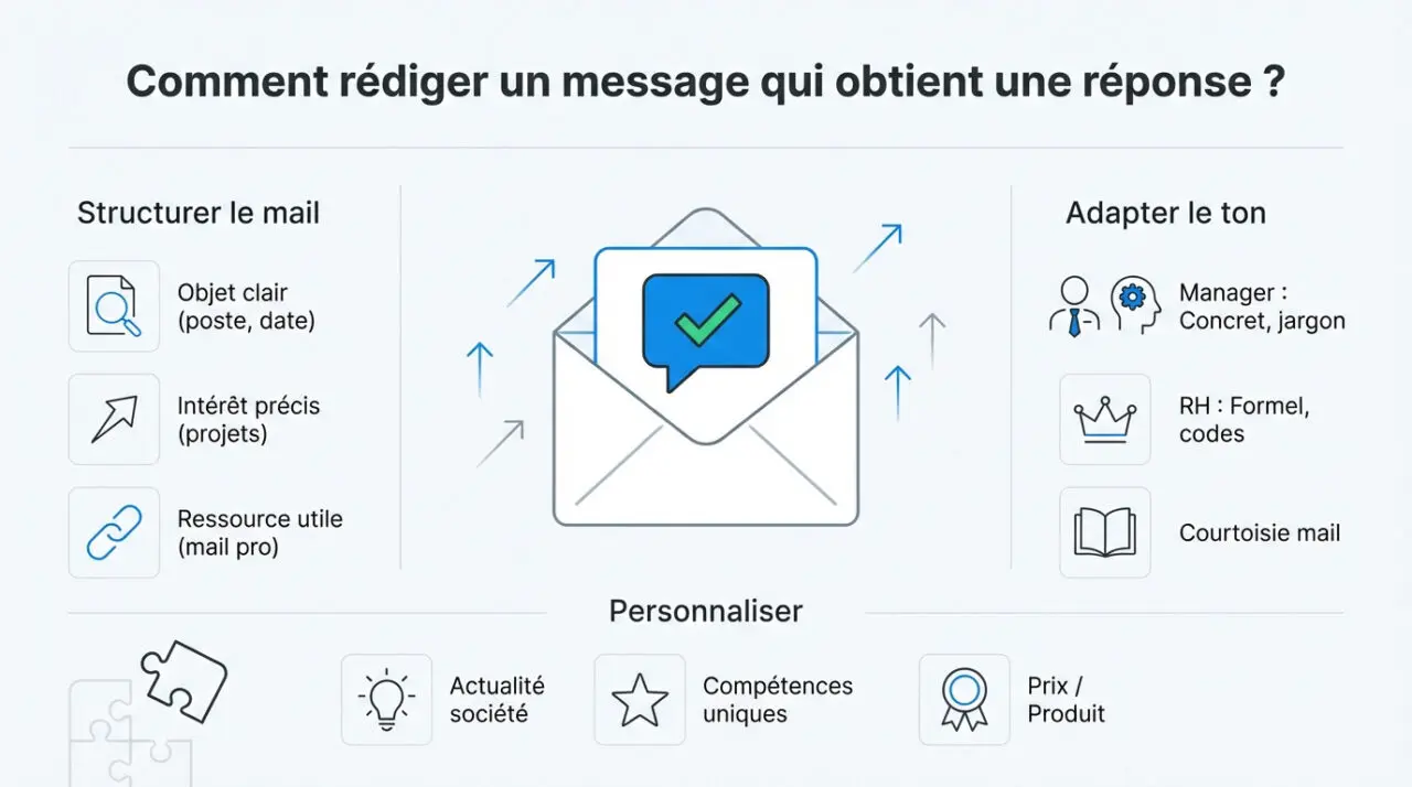 Infographie conseils pour structurer un mail de relance de candidature efficace