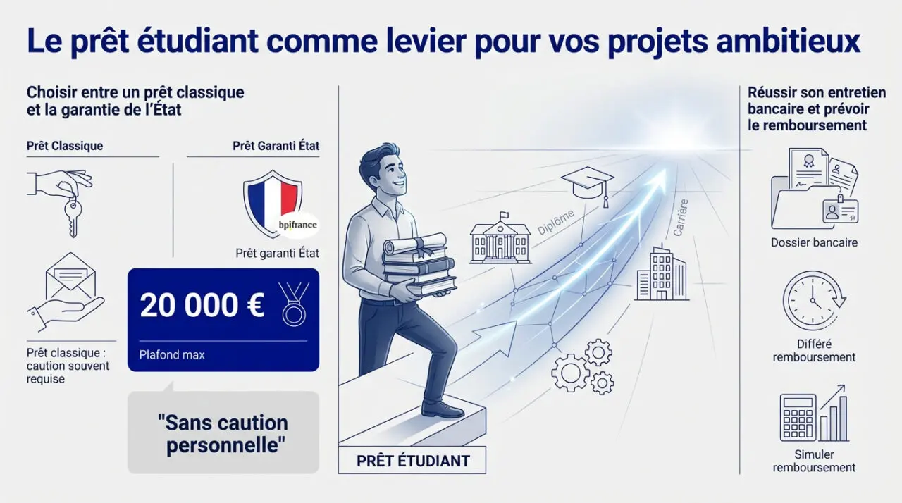 Étudiante souriante préparant son projet de financement d'études