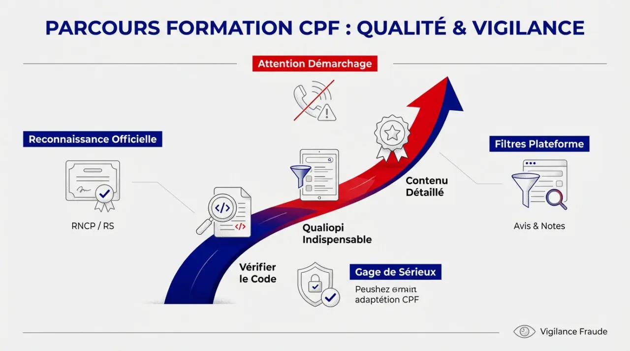 Illustration des critères de vigilance pour choisir une formation CPF de qualité