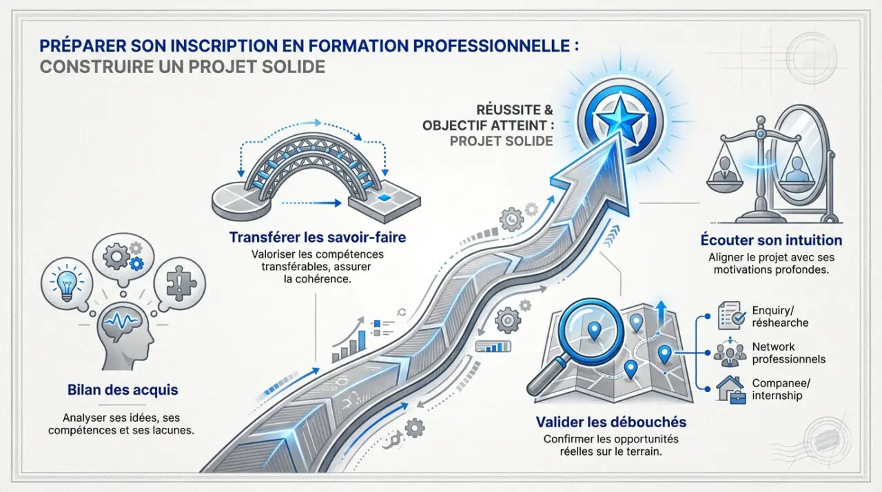 Un adulte en pleine réflexion préparant son dossier d'inscription pour une reconversion professionnelle