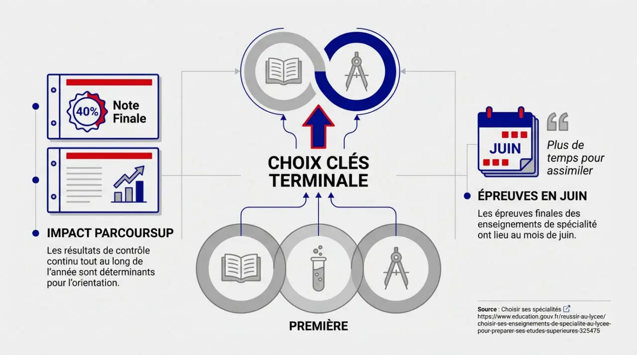 Schéma explicatif sur la réforme du lycée et le choix des spécialités en terminale