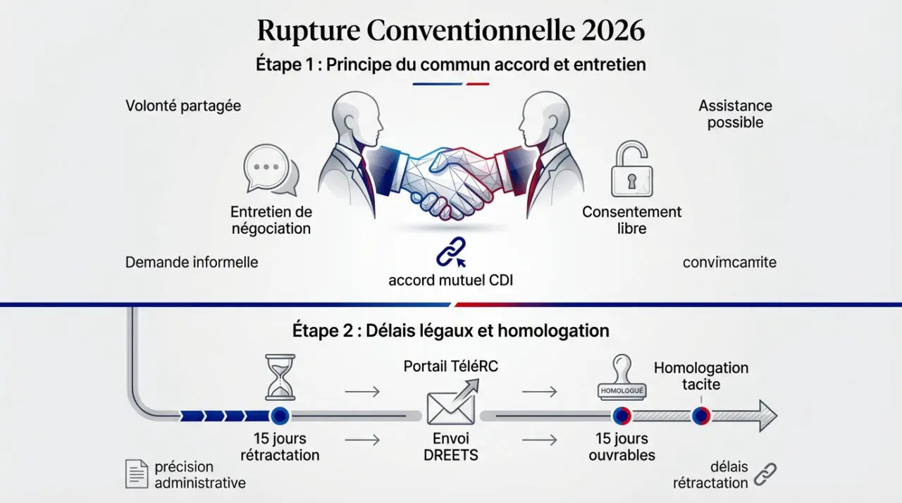 Procédure de rupture conventionnelle entre un employeur et son salarié en 2026