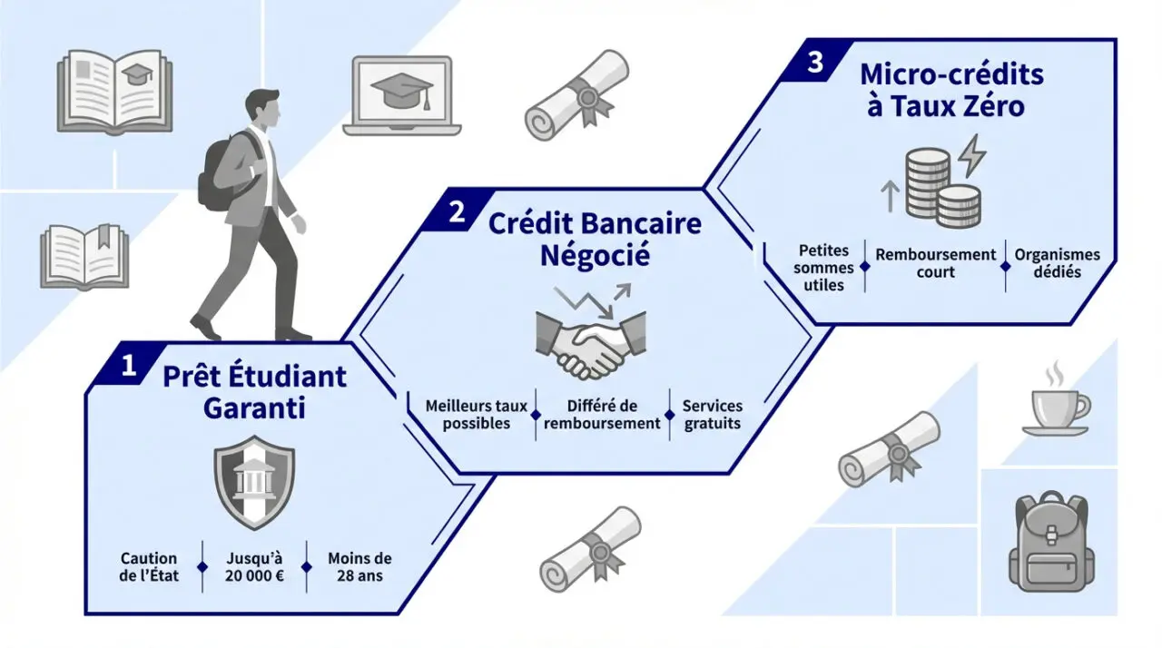 Étudiante réfléchissant à ses options de financement bancaire