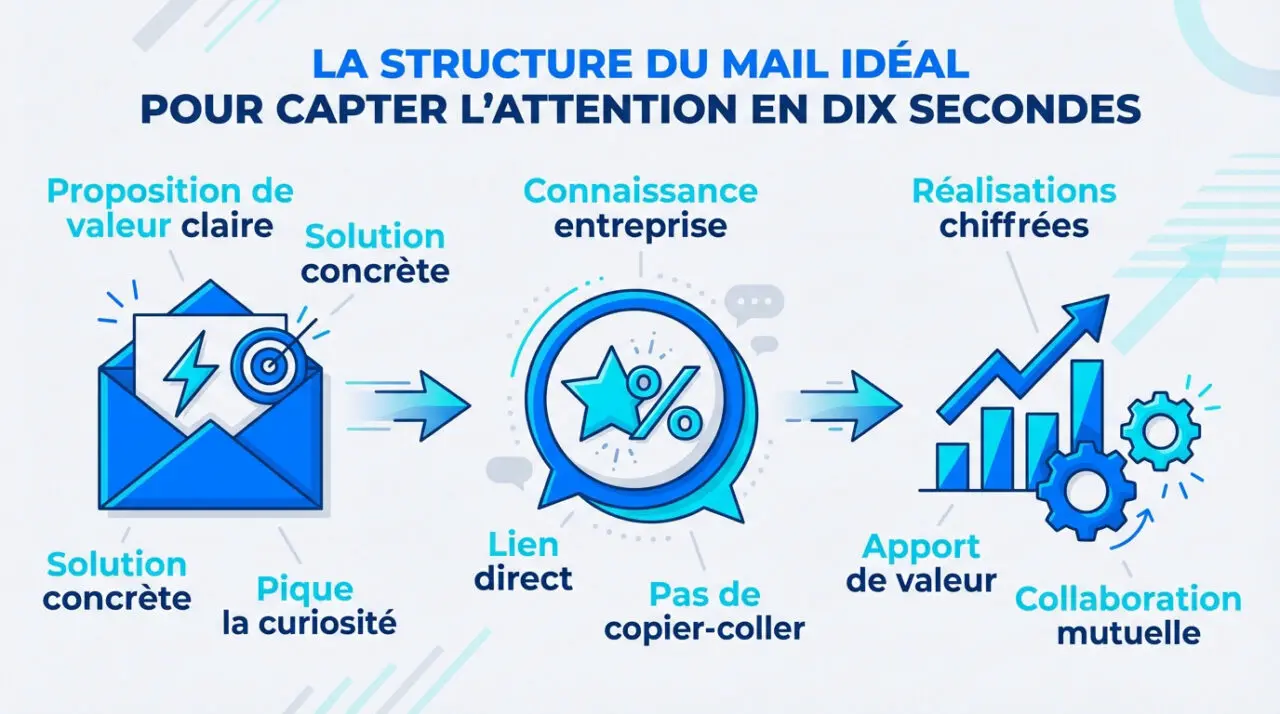 Schéma de la structure d'un mail de candidature spontanée efficace