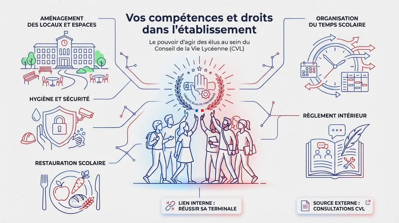 Représentants lycéens discutant des projets d'aménagement en conseil